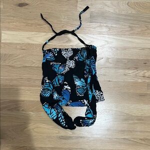 Black and Blue Butterfly Print Top